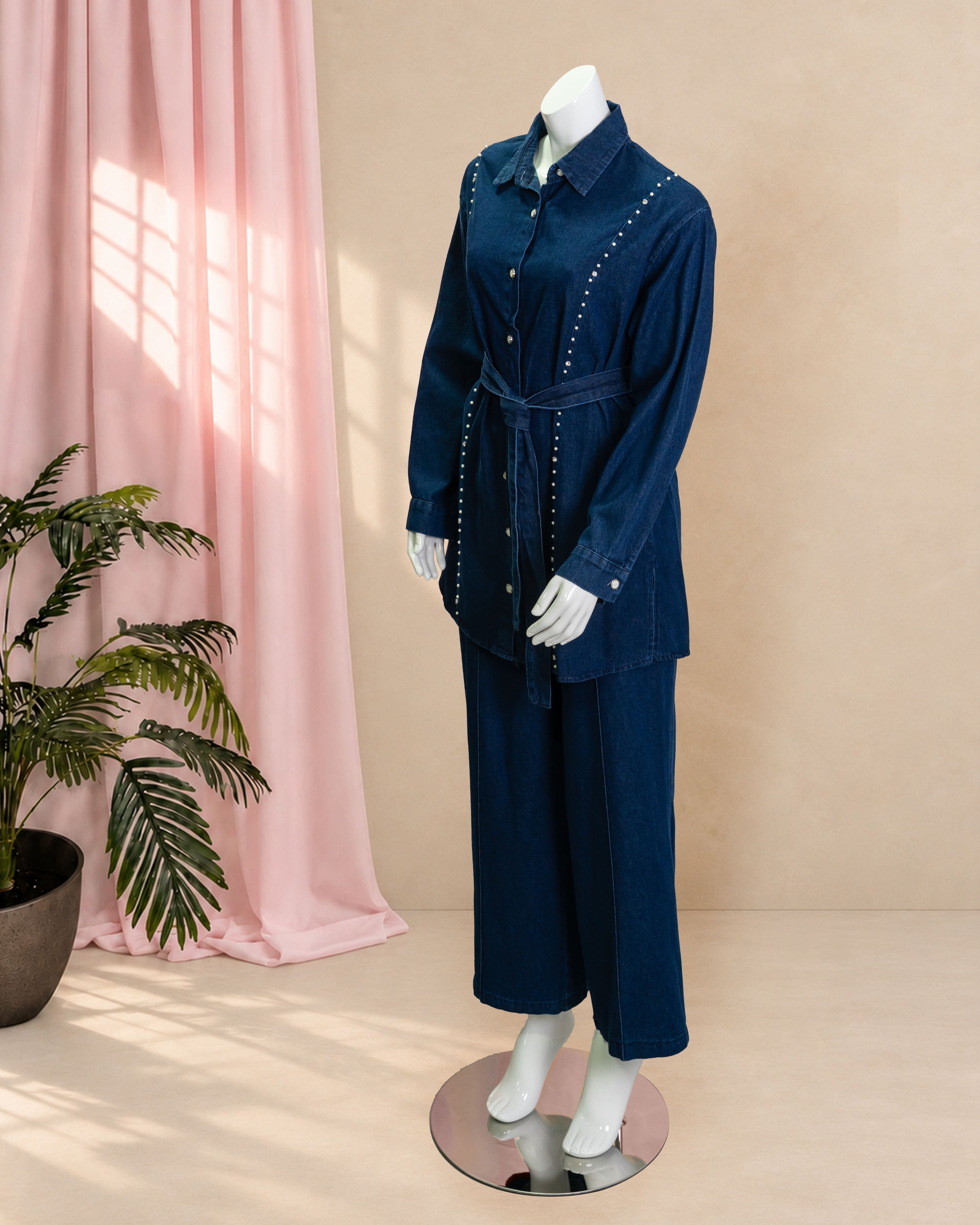 Denim Pearl Set