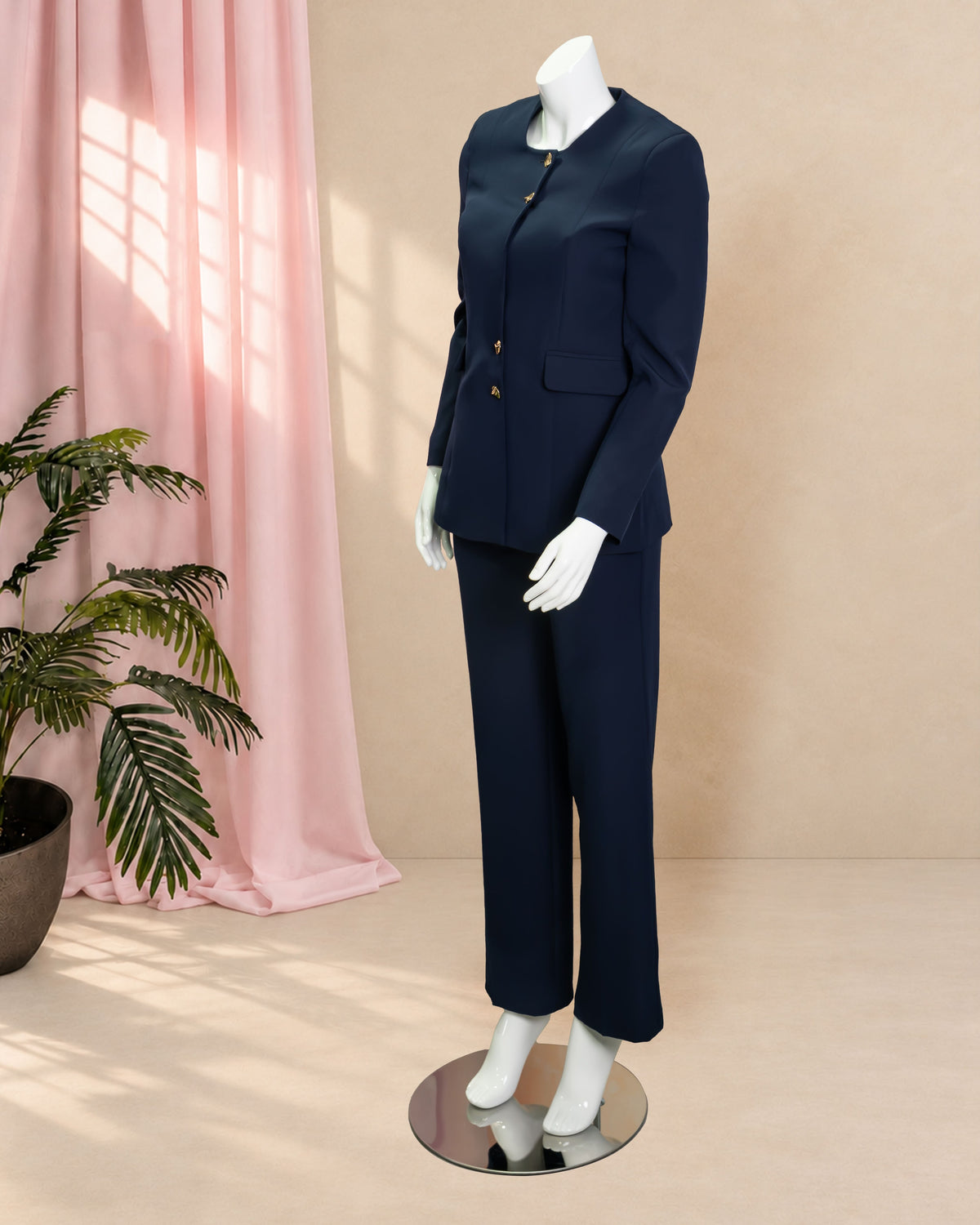Navy Gold Button Suit