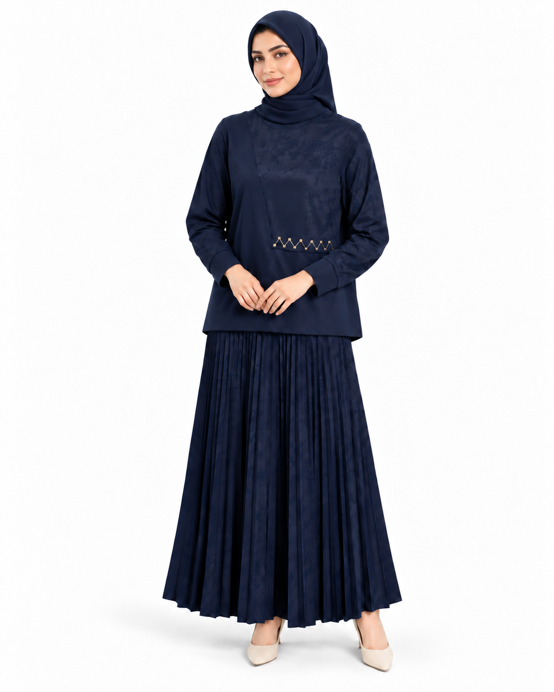 Navy Pleated Set